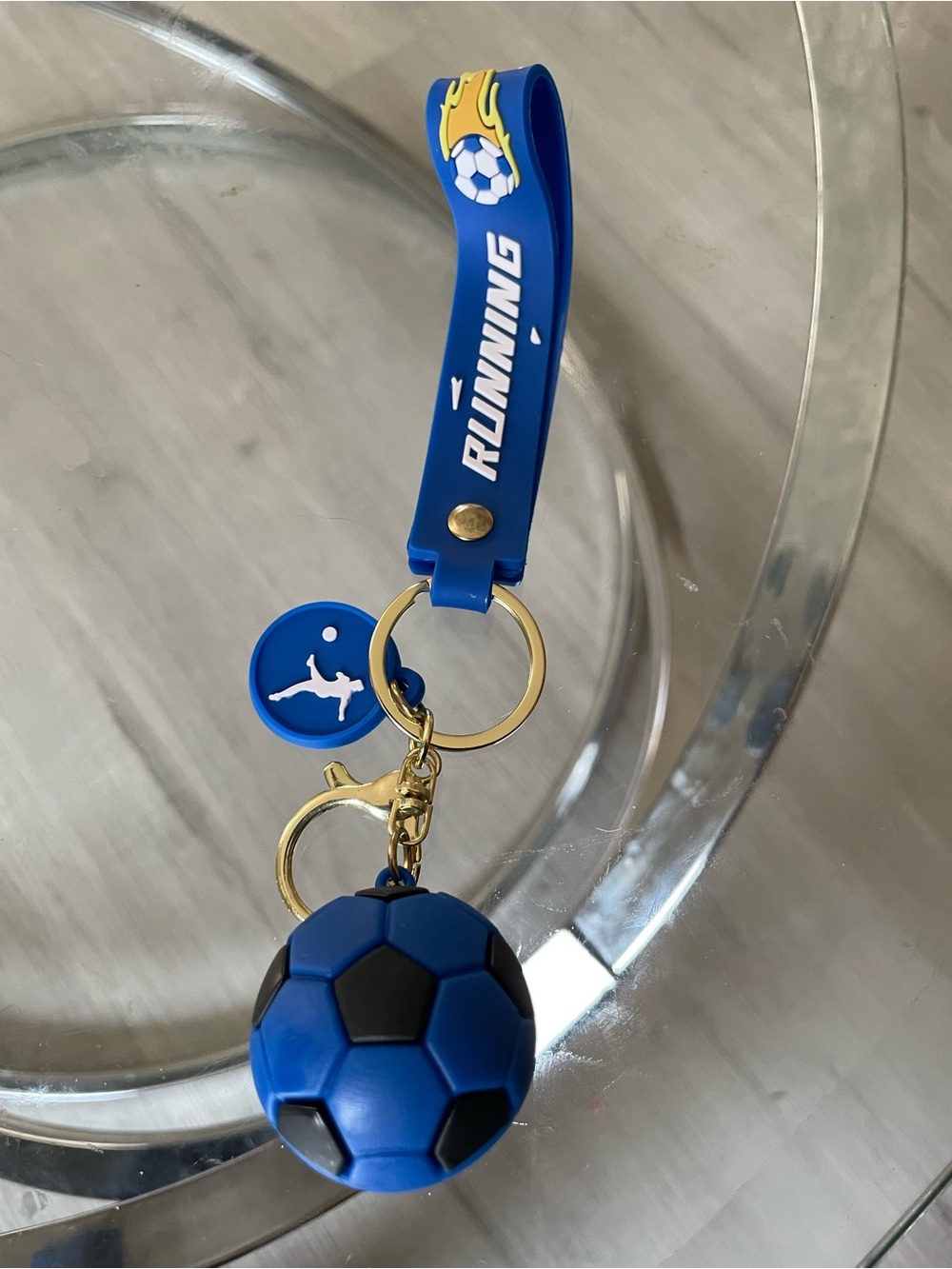 Soccer Keychain Wristlet with Gold Hardware